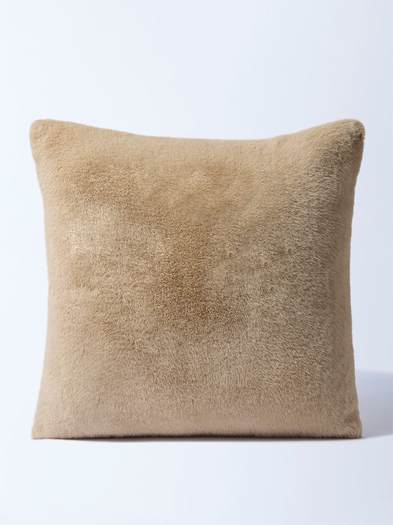 Westside Home Beige Fleece Cushion Cover - Image 2
