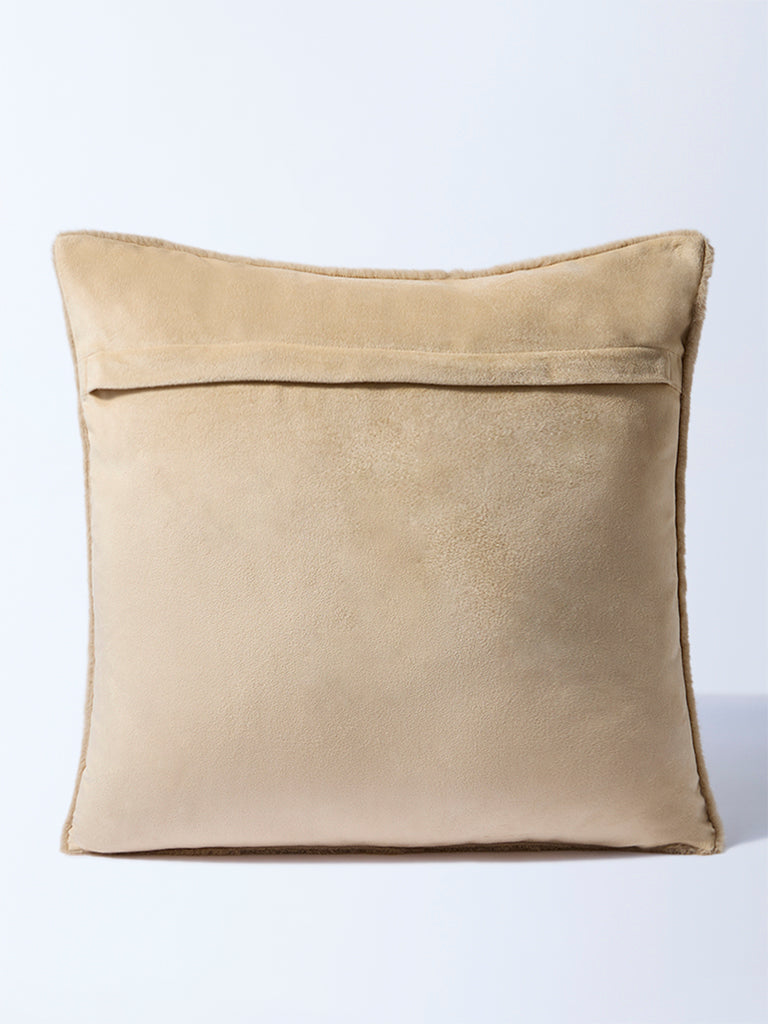 Westside Home Beige Fleece Cushion Cover - Image 3