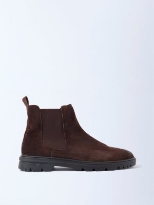 SOLEPLAY Dark Brown Suede Chelsea Leather Boots