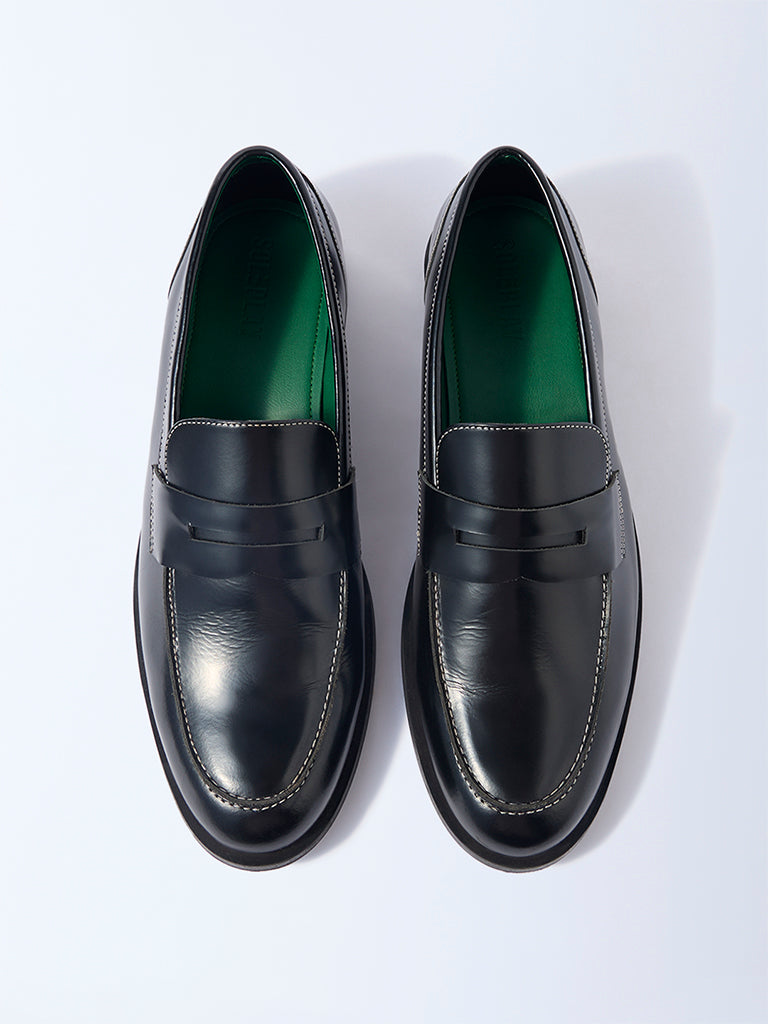 SOLEPLAY Black Leather Penny Leather Loafers - Image 3