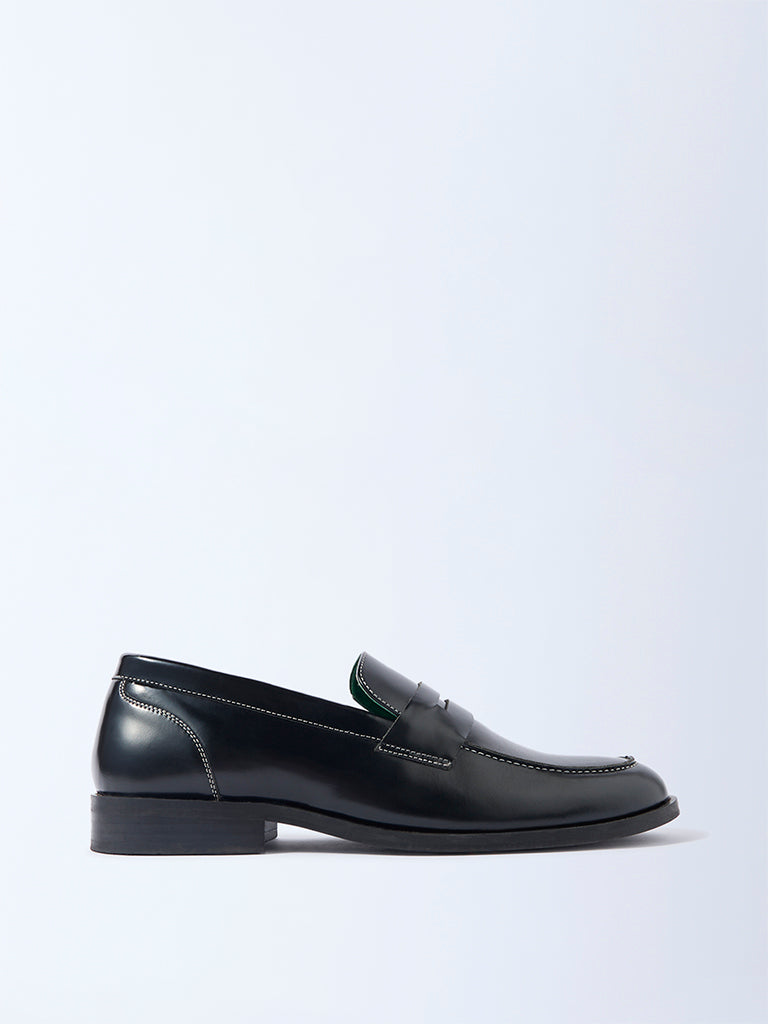 SOLEPLAY Black Leather Penny Leather Loafers - Image 2
