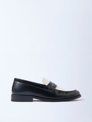 SOLEPLAY Black and White Penny Leather Loafers