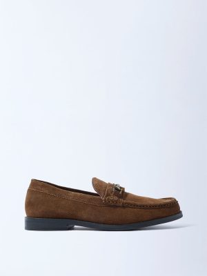 SOLEPLAY Dark Tan Suede Graham Buckle Leather Loafers