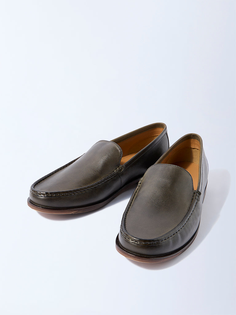 SOLEPLAY Olive Solid Leather Loafers - Image 2