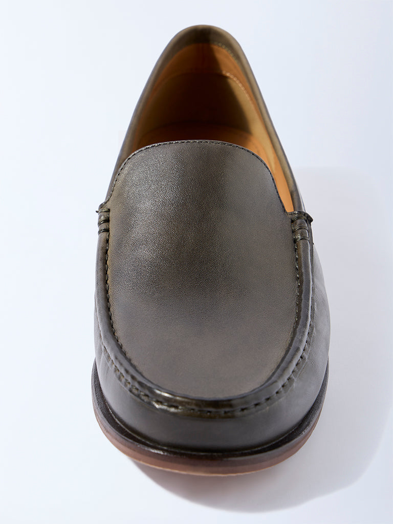 SOLEPLAY Olive Solid Leather Loafers - Image 3