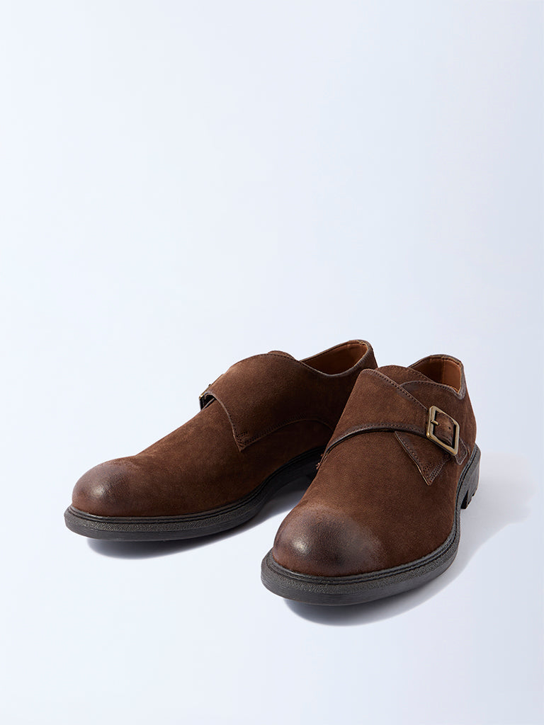 SOLEPLAY Brown Suede Monk Strap Shoes - Image 3