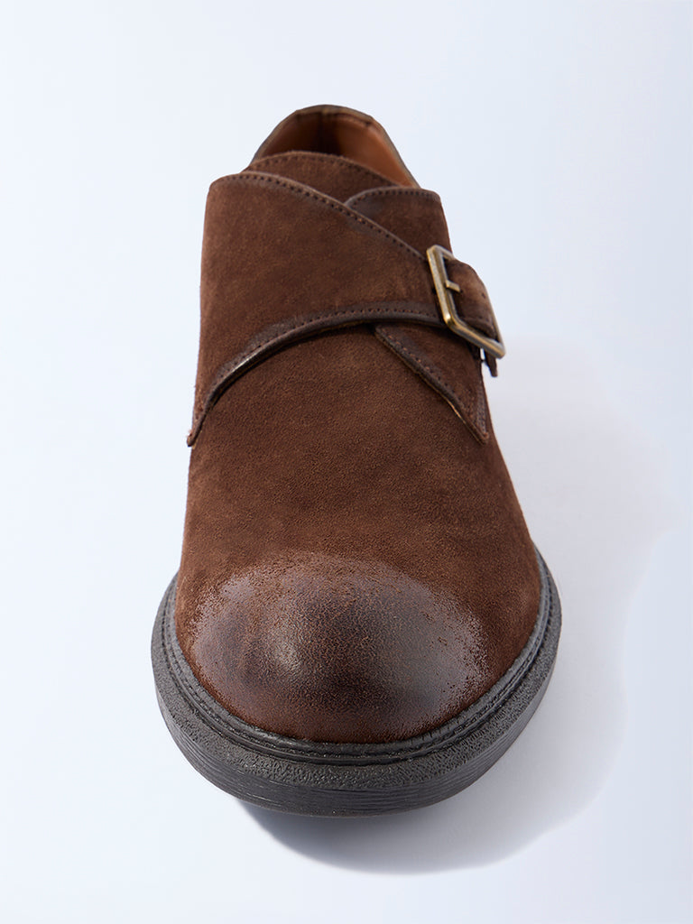 SOLEPLAY Brown Suede Monk Strap Shoes - Image 4
