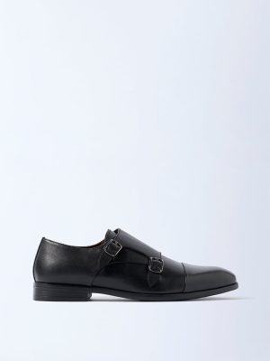 SOLEPLAY Black Buckle-Detailed Leather Monk Shoes