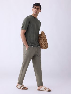 ETA Olive Woven-Textured Relaxed-Fit Cotton T-Shirt