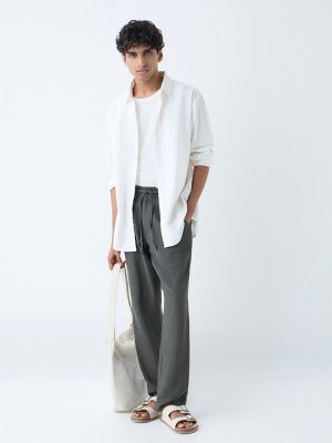 ETA Olive Relaxed-Fit Mid-Rise Cotton-Blend Chinos