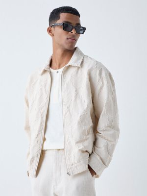 ETA Off-White Floral Design Relaxed-Fit Cotton Jacket