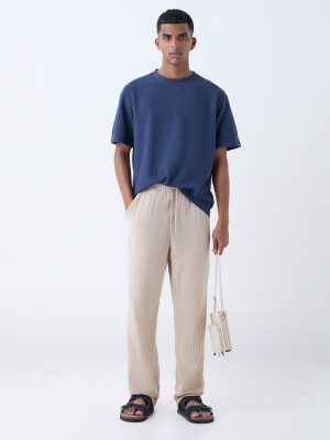 ETA Indigo Self-Textured Relaxed-Fit Cotton-Blend T-Shirt