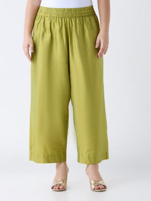 Diza Lime Solid Ethnic Pants