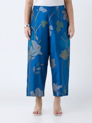 Diza Blue Botanical Design Ethnic Pants