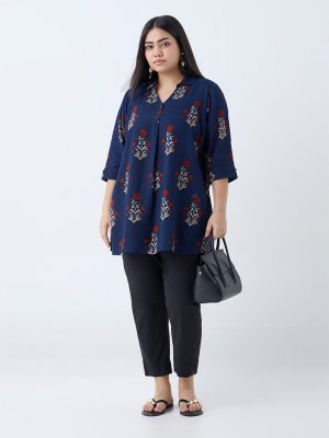 Diza Navy Floral Design Tunic