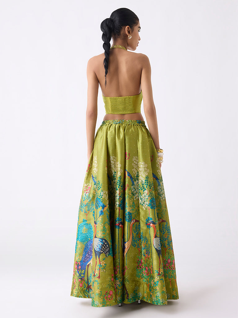 Vark Lime Floral Embroidered Waistcoat-Style Top - Image 4