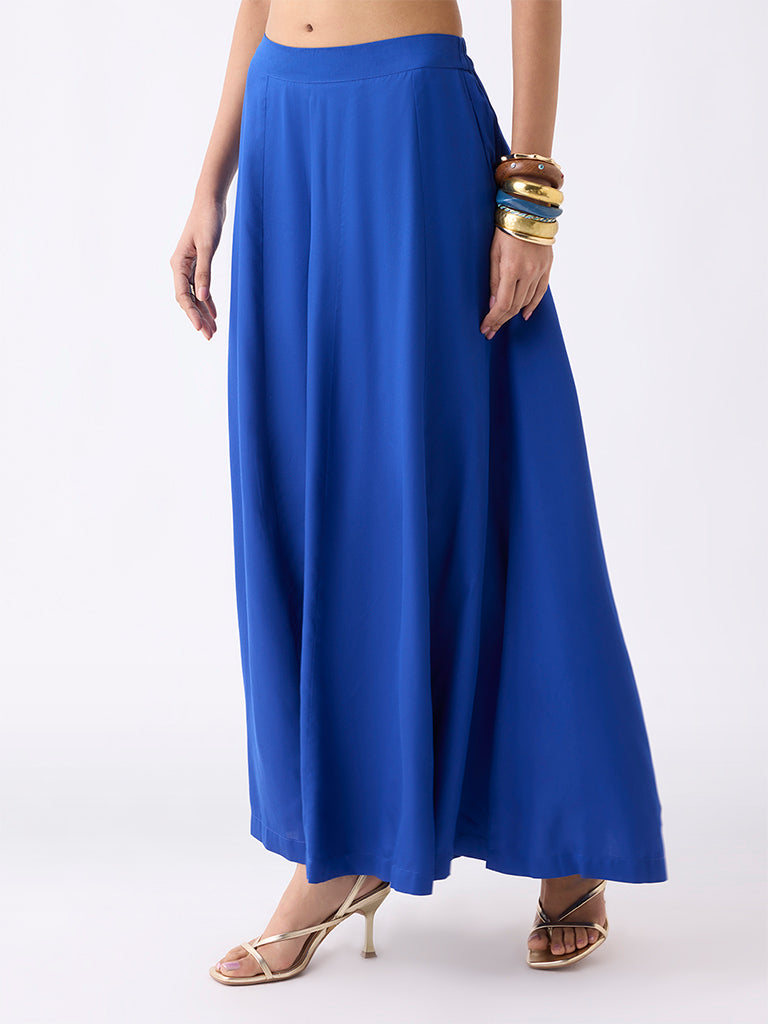 Vark Blue Solid Palazzos - Image 2