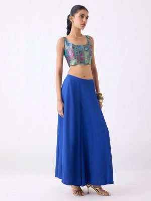 Vark Blue Solid Palazzos