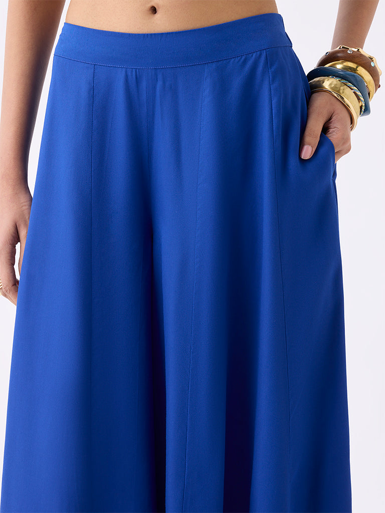 Vark Blue Solid Palazzos - Image 3