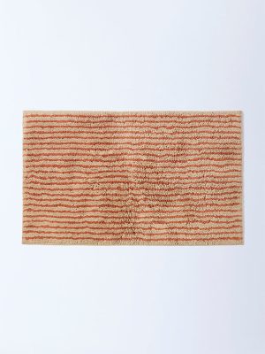 Westside Home Orange Stripe Patterned Bath Mat