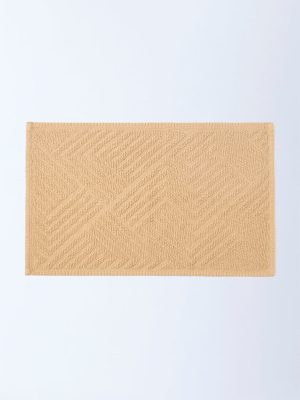 Westside Home Beige Geometric Design Bath Mat