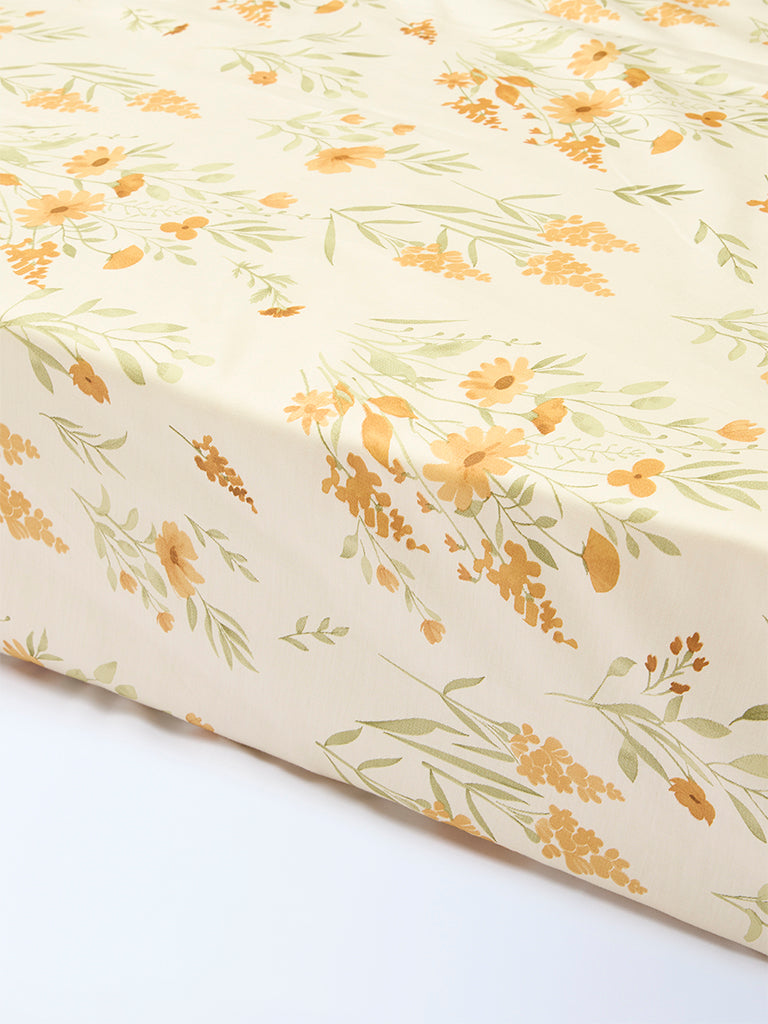 Westside Home Mustard Botanical Printed King Bed Sheet Set - Image 2