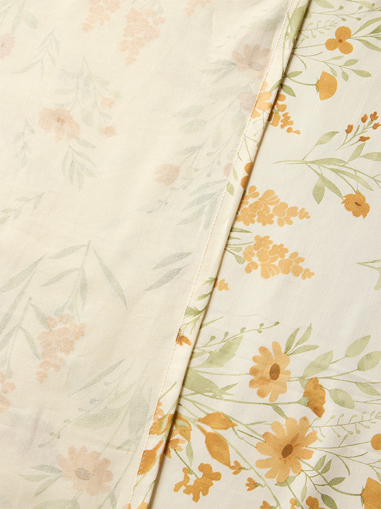 Westside Home Mustard Botanical Printed King Bed Sheet Set - Image 3