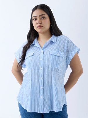 Gia Blue Stripe Cotton Shirt