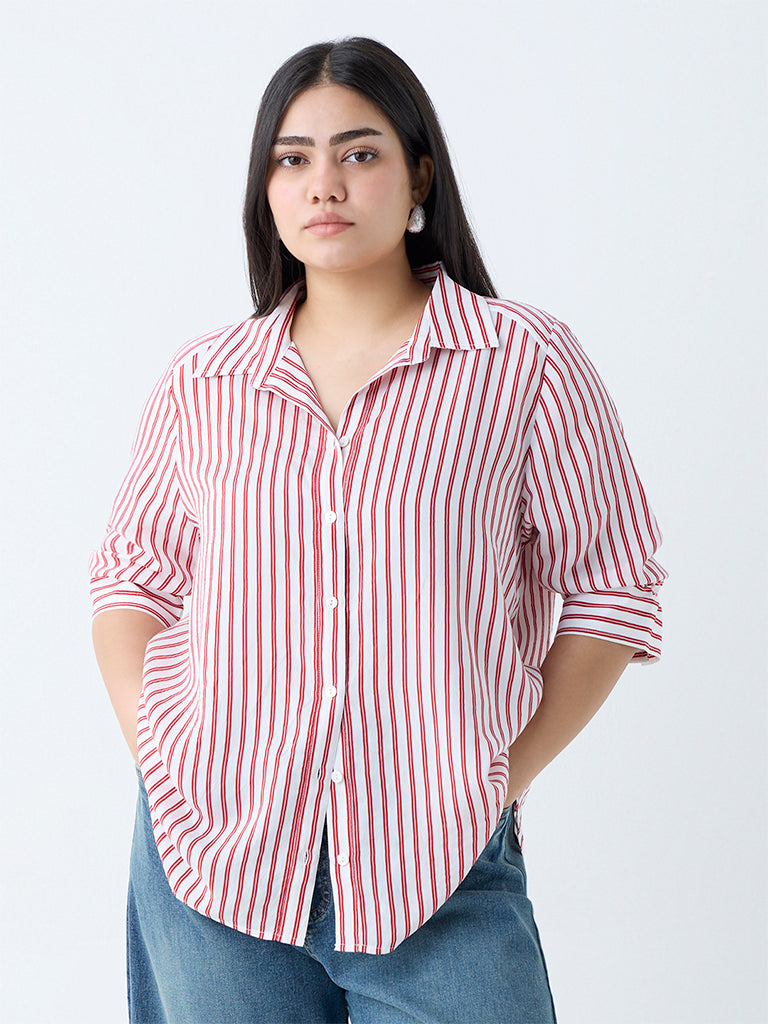 Gia Red Stripe Patterned Shirt