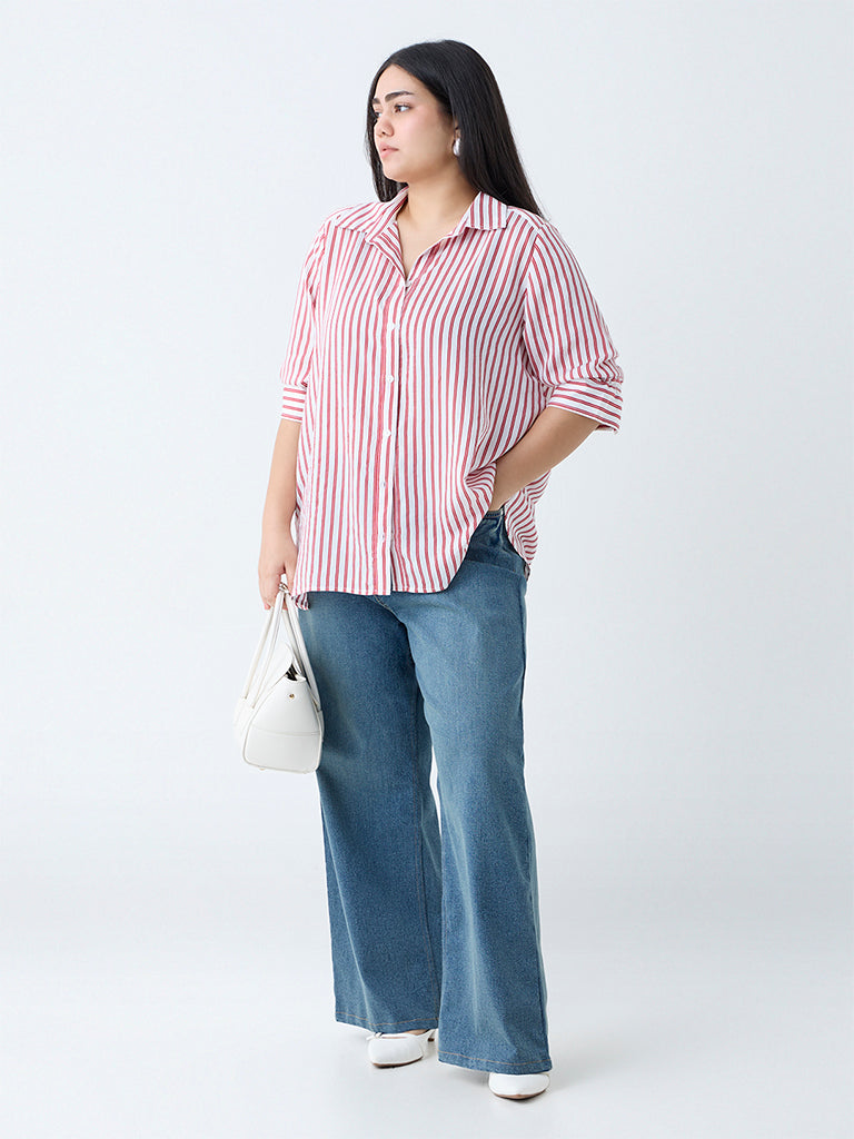 Gia Red Stripe Patterned Shirt - Image 2