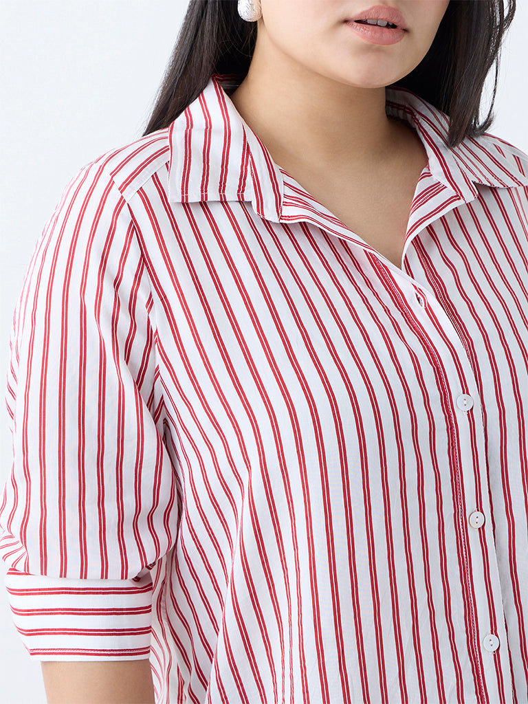 Gia Red Stripe Patterned Shirt - Image 3