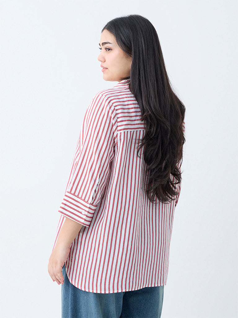 Gia Red Stripe Patterned Shirt - Image 4