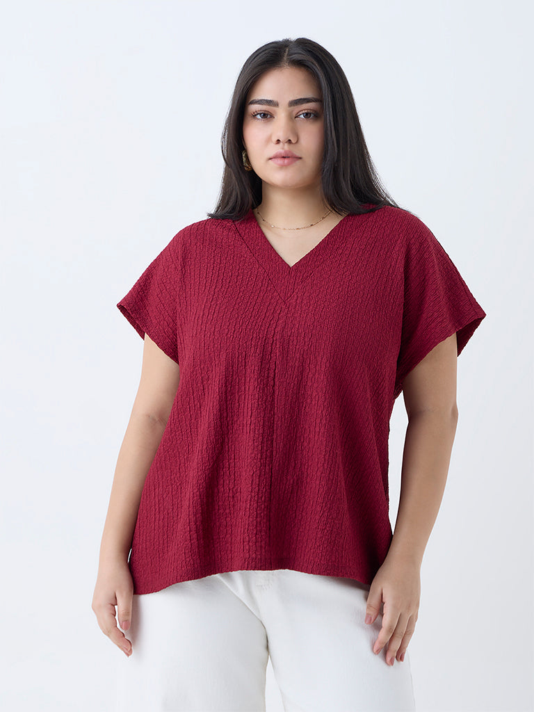 Gia Maroon Self-Textured Top