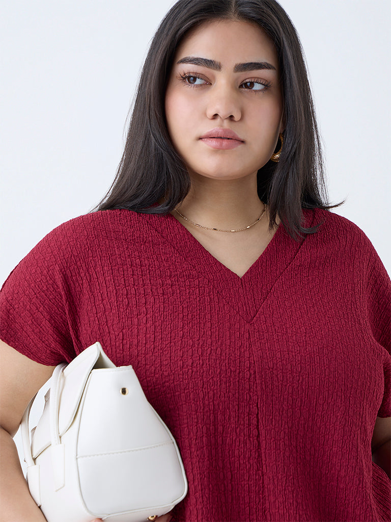 Gia Maroon Self-Textured Top - Image 3