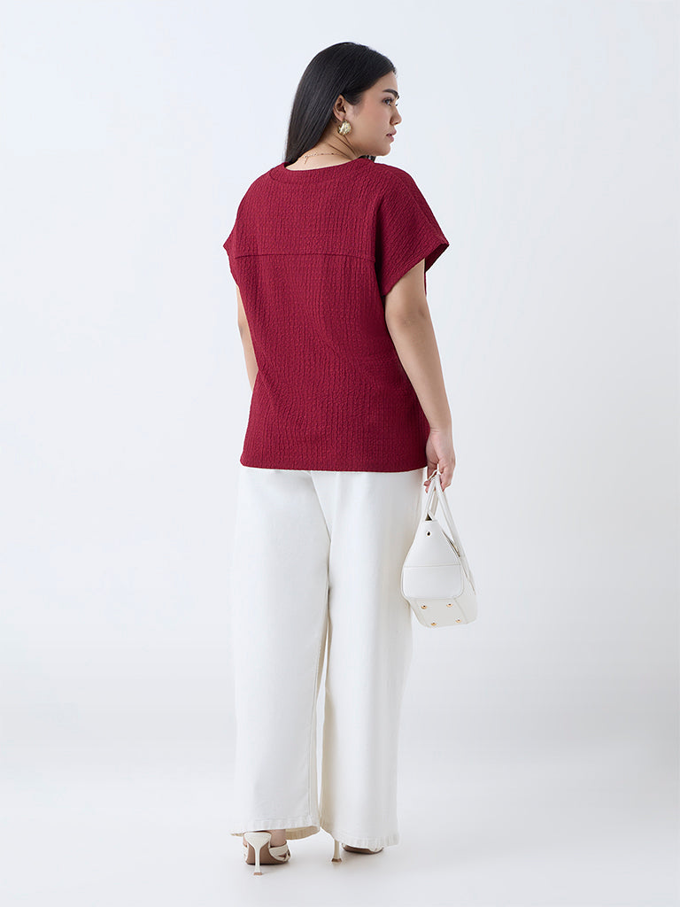 Gia Maroon Self-Textured Top - Image 4