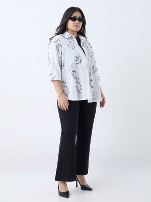 Gia White Floral Embroidered Cotton Shirt