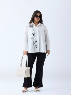 Gia White Floral Embroidered Cotton Shirt