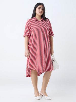 Gia Red Stripe Patterned Tunic Dress
