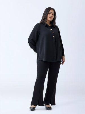 Gia Black Bootcut High-Rise Trousers