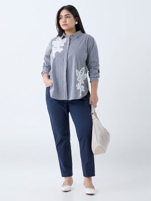 Gia Navy Solid High-Rise Cotton Jeggings