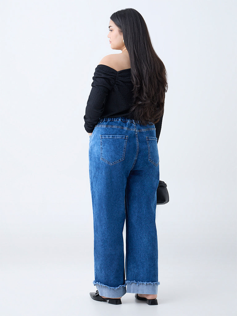 Gia Blue Faded Relaxed-Fit High-Rise Jeans - Image 4