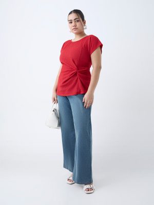 Gia Red Self-Textured Top