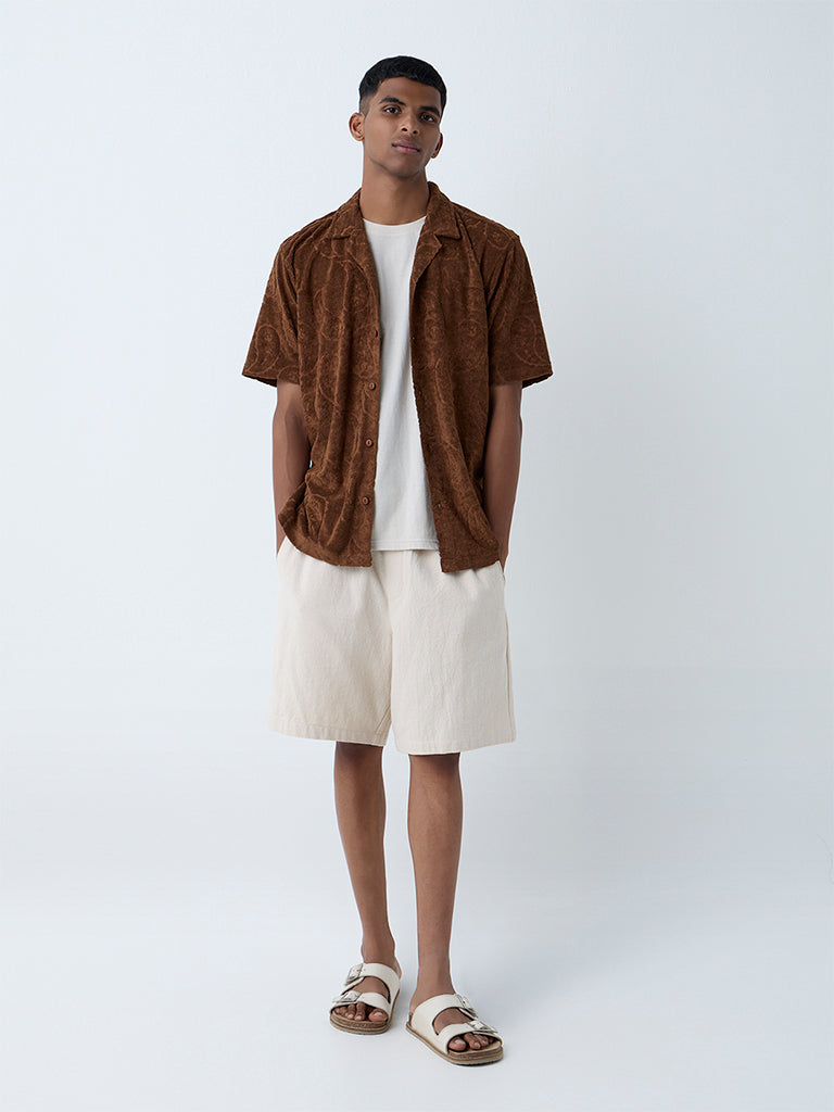 ETA Dark Brown Paisley Relaxed-Fit Cotton-Blend Shirt - Image 2