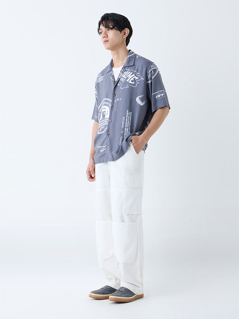 Nuon Grey Typographic Relaxed-Fit Shirt - Image 2