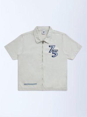 Y&F Kids Beige Printed Cotton Jacket