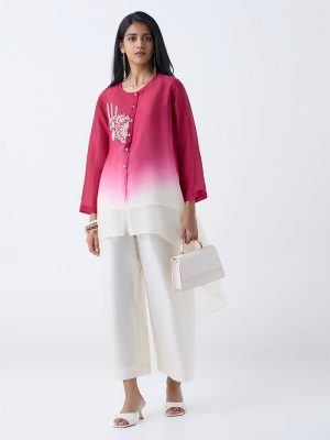 Vark Fuchsia Ombre-Finish High-Low Kurta