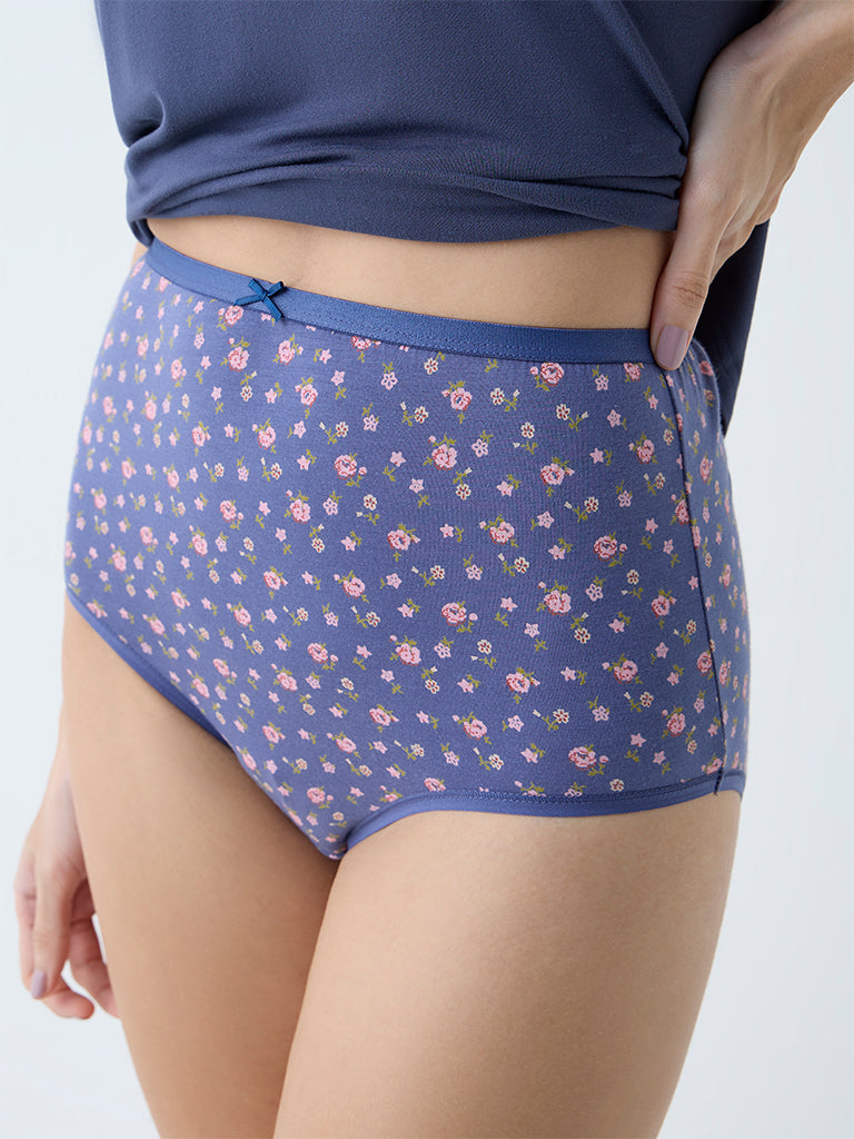 Wunderlove Multicolour Cotton-Blend Briefs - Pack of 3 - Image 3