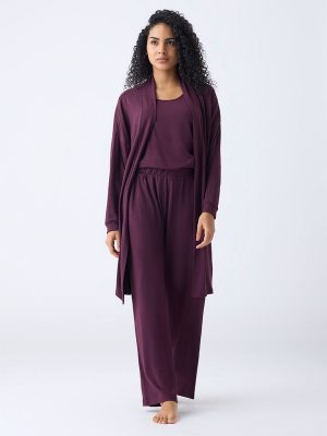 Wunderlove Plum Solid Cardigan