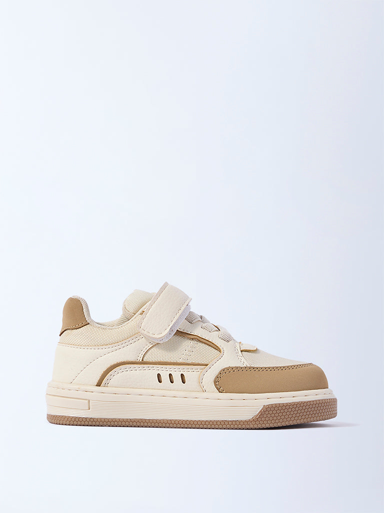 Yellow Beige Velcro-Strap Shoes
