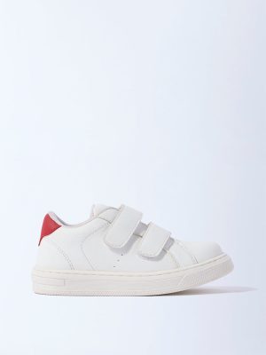 Yellow White Velcro-Strap Shoes
